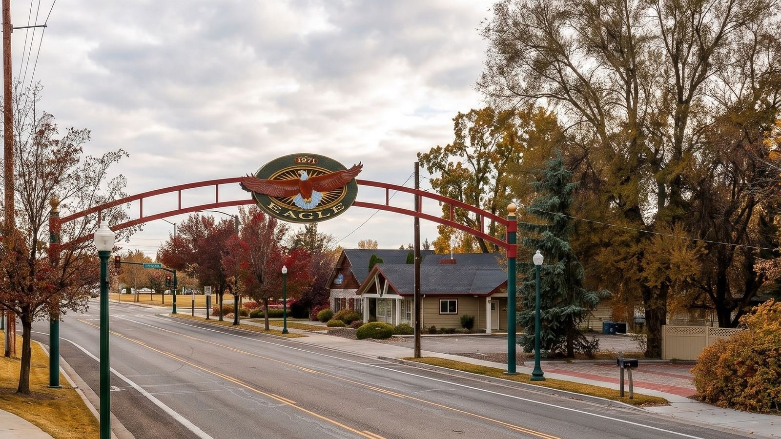 Eagle, Idaho welcome arch over the main street